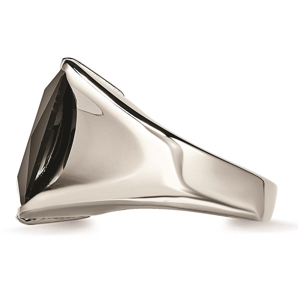 Joyería de moda para mujer, anillo de acero inoxidable con circonita cúbica negra y acabado pulido de la marca Chisel