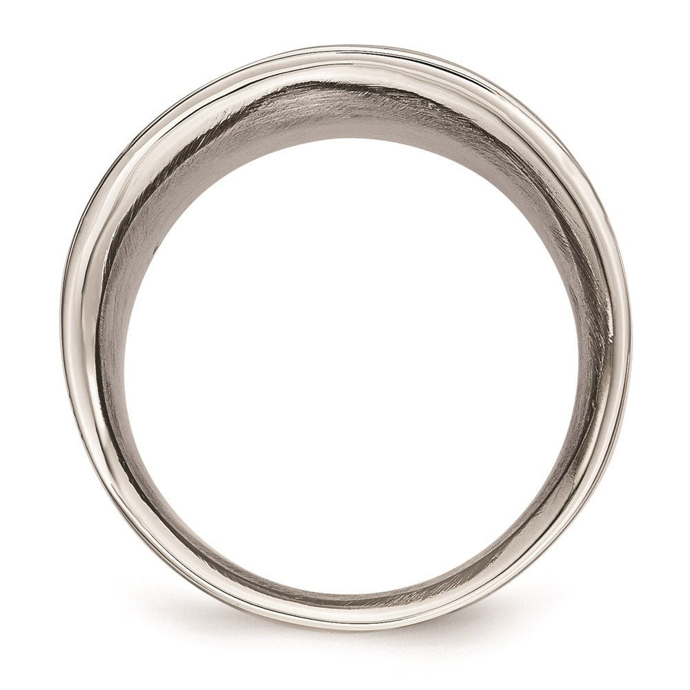 Joyería de moda para mujer, anillo de acero inoxidable pulido marca Chisel