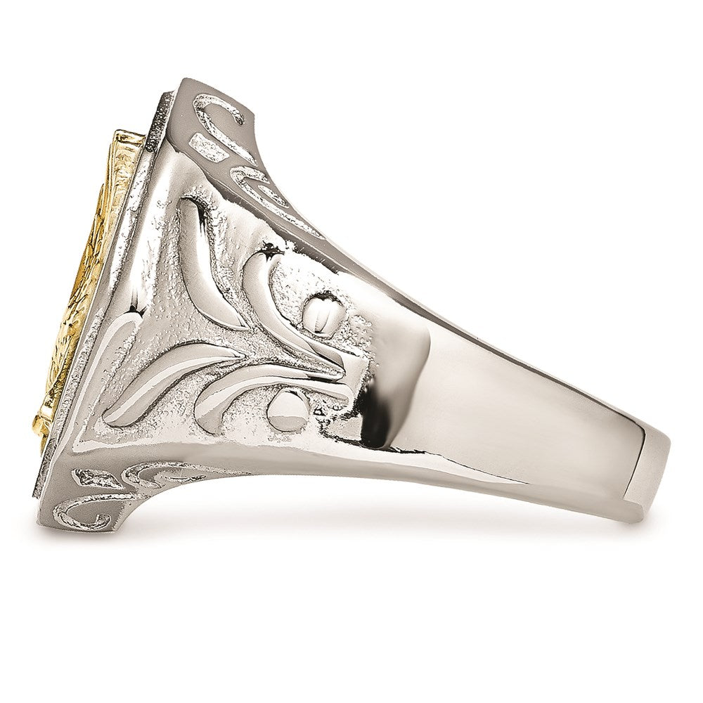 Men's Fashion Jewelry, Chisel Brand Stainless Steel Yellow IP-plated Eagle Polished Ring