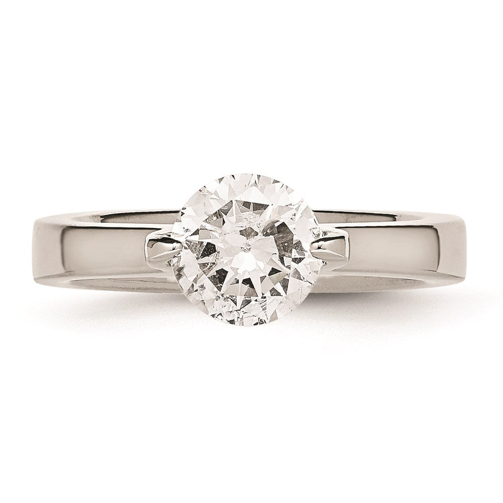 Women's Fashion Jewelry, Chisel Brand Stainless Steel Polished CZ Ring