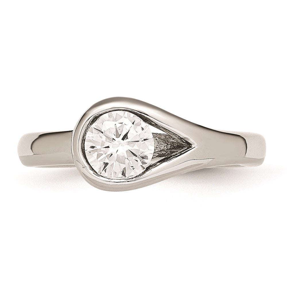 Women's Fashion Jewelry, Chisel Brand Stainless Steel Polished CZ Ring