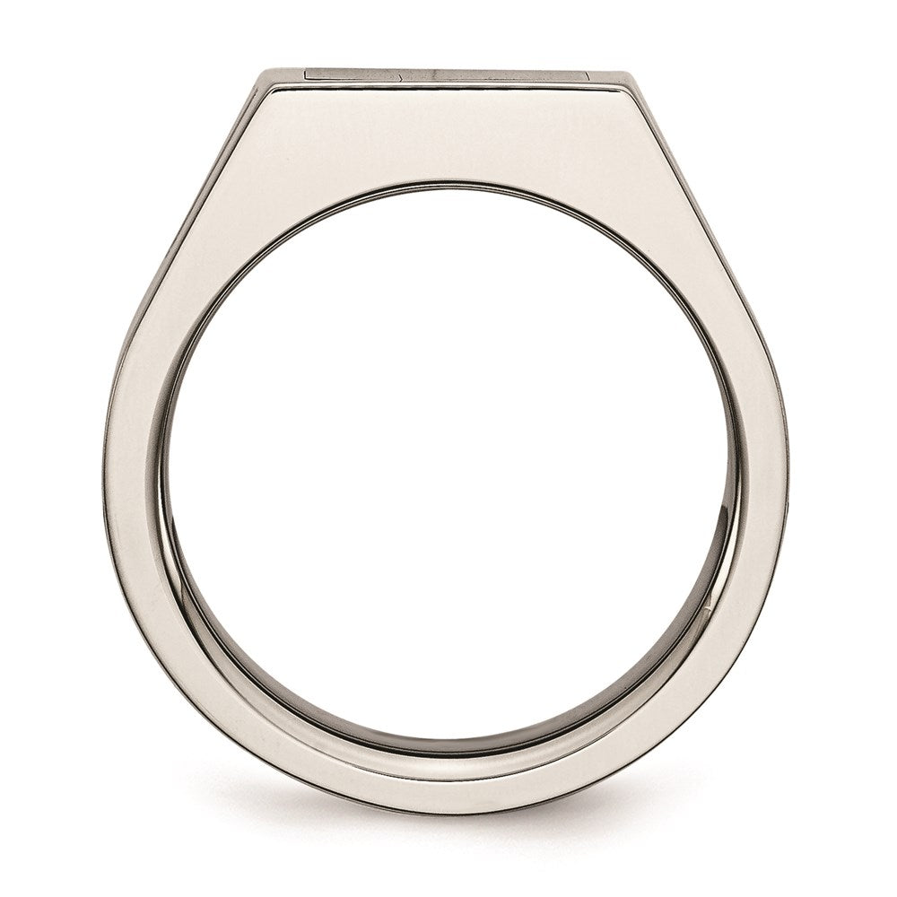 Men's Fashion Jewelry, Chisel Brand Stainless Steel Polished Black Carbon Fiber Inlay with CZ Ring