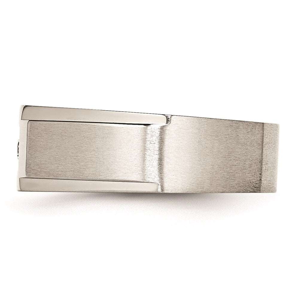 Men's Fashion Jewelry, Chisel Brand Stainless Steel Brushed and Polished with CZ Ring