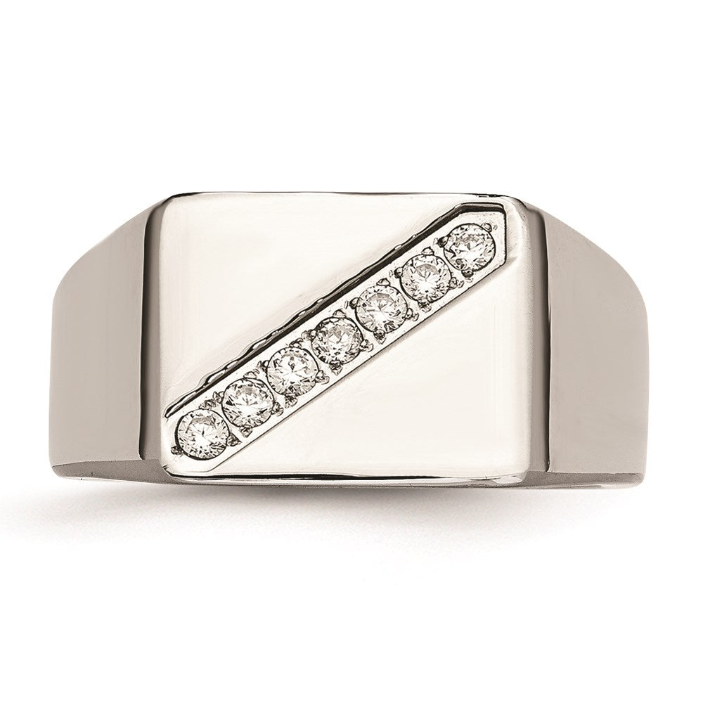 Men's Fashion Jewelry, Chisel Brand Stainless Steel Polished Men's CZ Ring