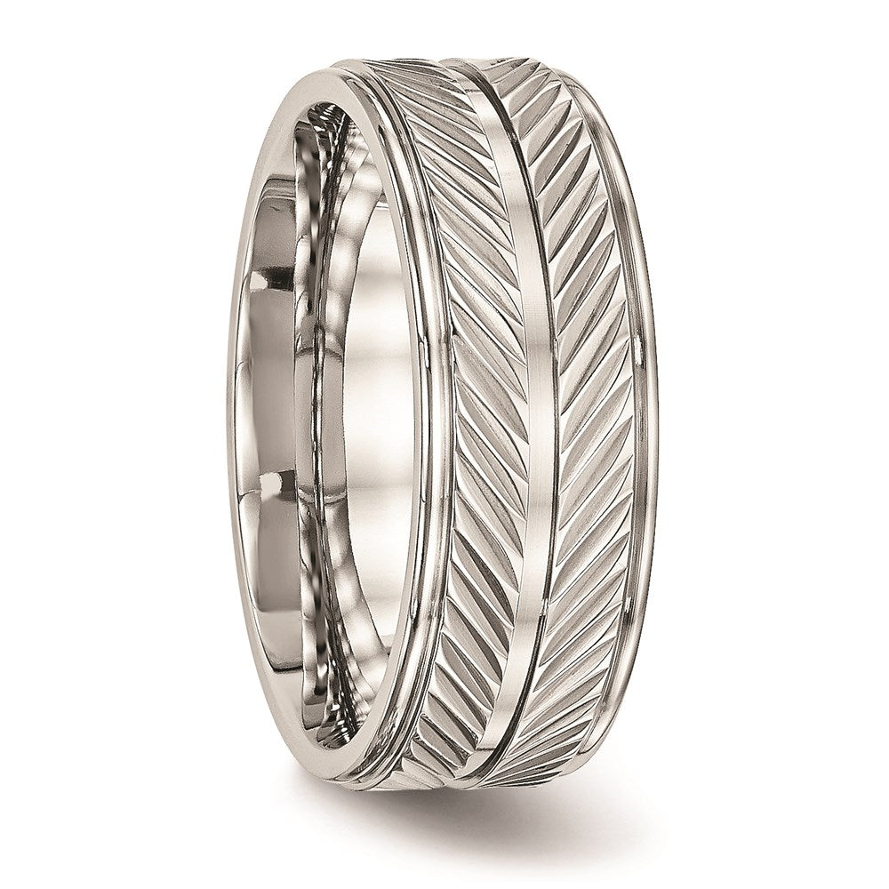 Joyería de moda unisex, anillo de acero inoxidable pulido con ranuras de la marca Chisel