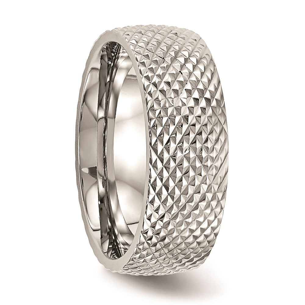 Joyería de moda unisex, anillo de acero inoxidable con textura pulida de la marca Chisel
