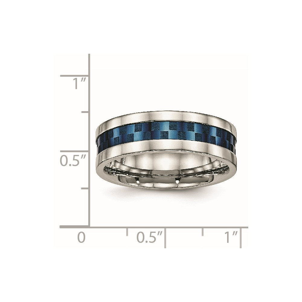 Unisex Fashion Jewelry, Chisel Brand Stainless Steel Polished Blue IP-plated 7.00mm Ring Band