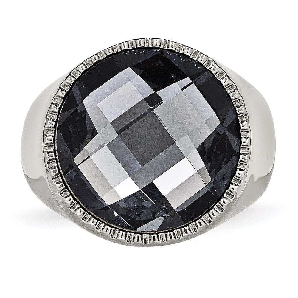 Women's Fashion Jewelry, Chisel Brand Stainless Steel Polished Grey Glass Ring
