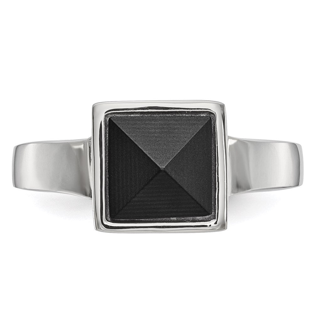 Men's Fashion Jewelry, Chisel Brand Stainless Steel Polished with Solid Black Carbon Fiber Geometric Ring
