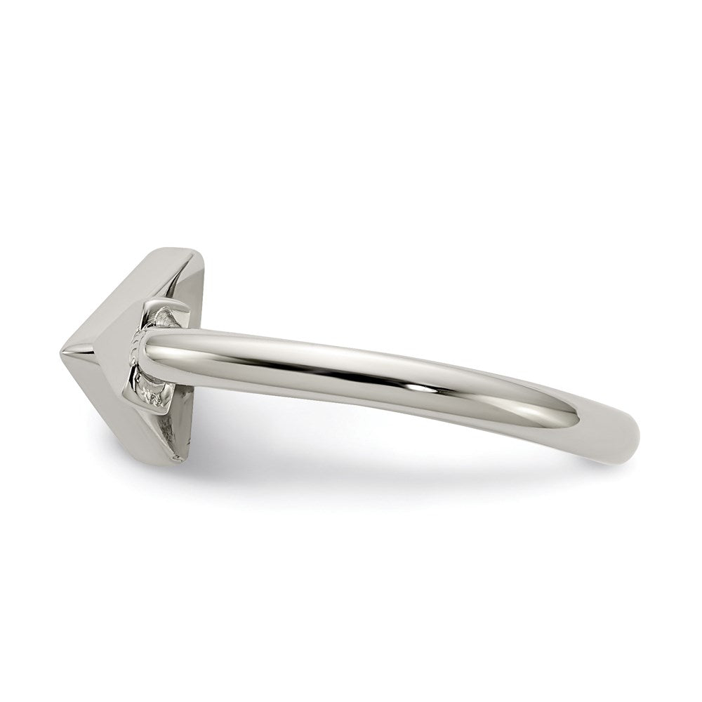 Women's Fashion Jewelry, Chisel Brand Stainless Steel Polished with Reconstructed Turquoise Triangle Ring