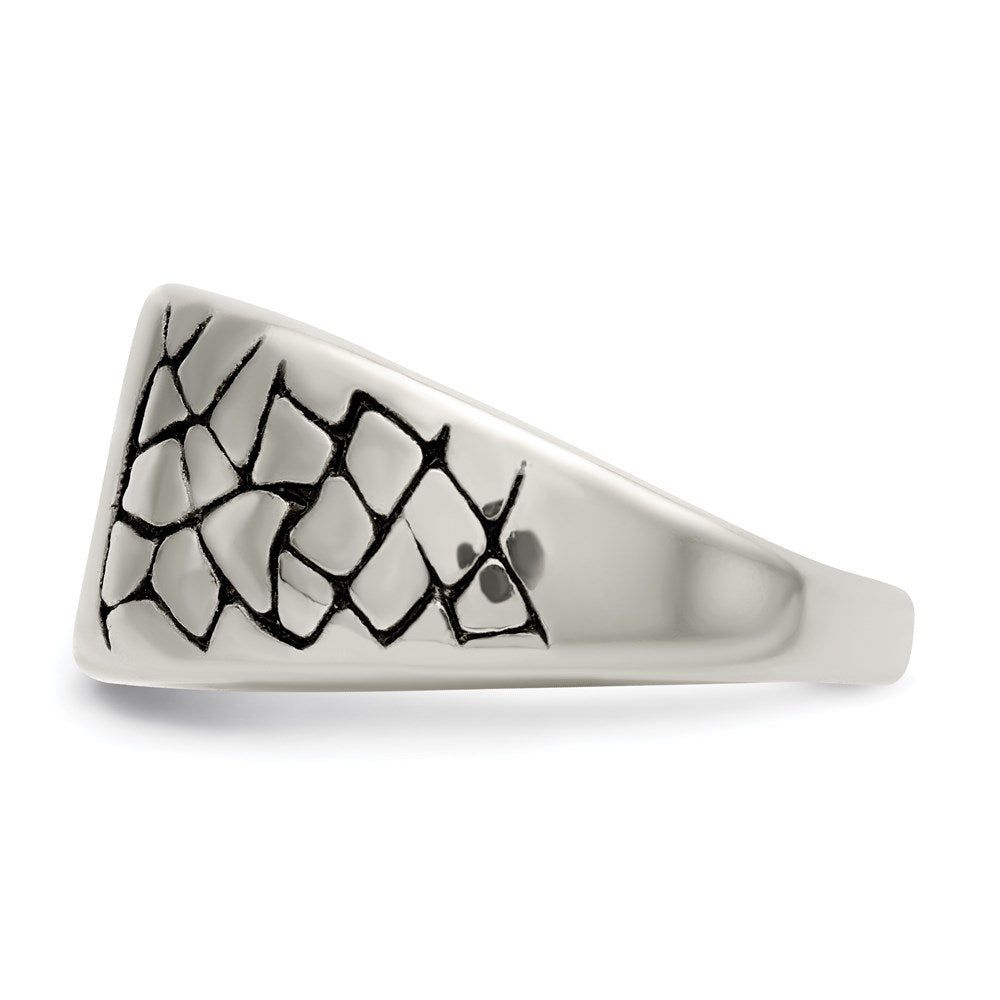 Men's Fashion Jewelry, Chisel Brand Stainless Steel Antiqued & Polished Yellow IP-plated w/Crystal Cross Ring
