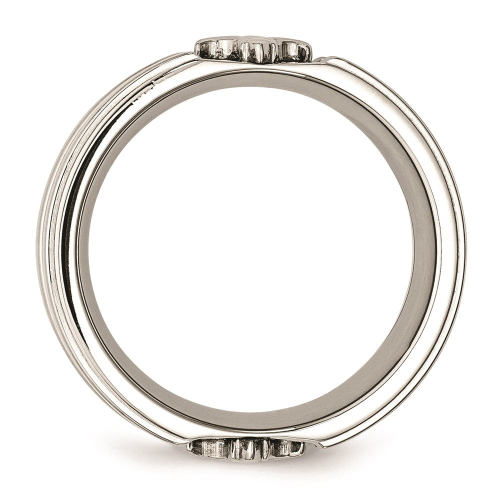 Men's Fashion Jewelry, Chisel Brand Stainless Steel Fleur de lis 10mm Brushed & Polished Ring Band
