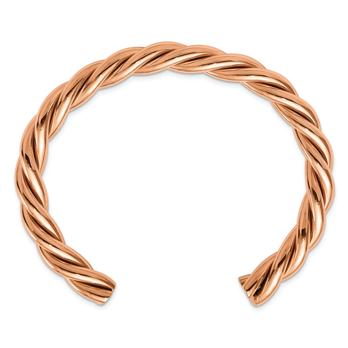 Chisel Brand Jewelry, Stainless Steel Twisted Polished Pink IP-plated Cuff Bangle