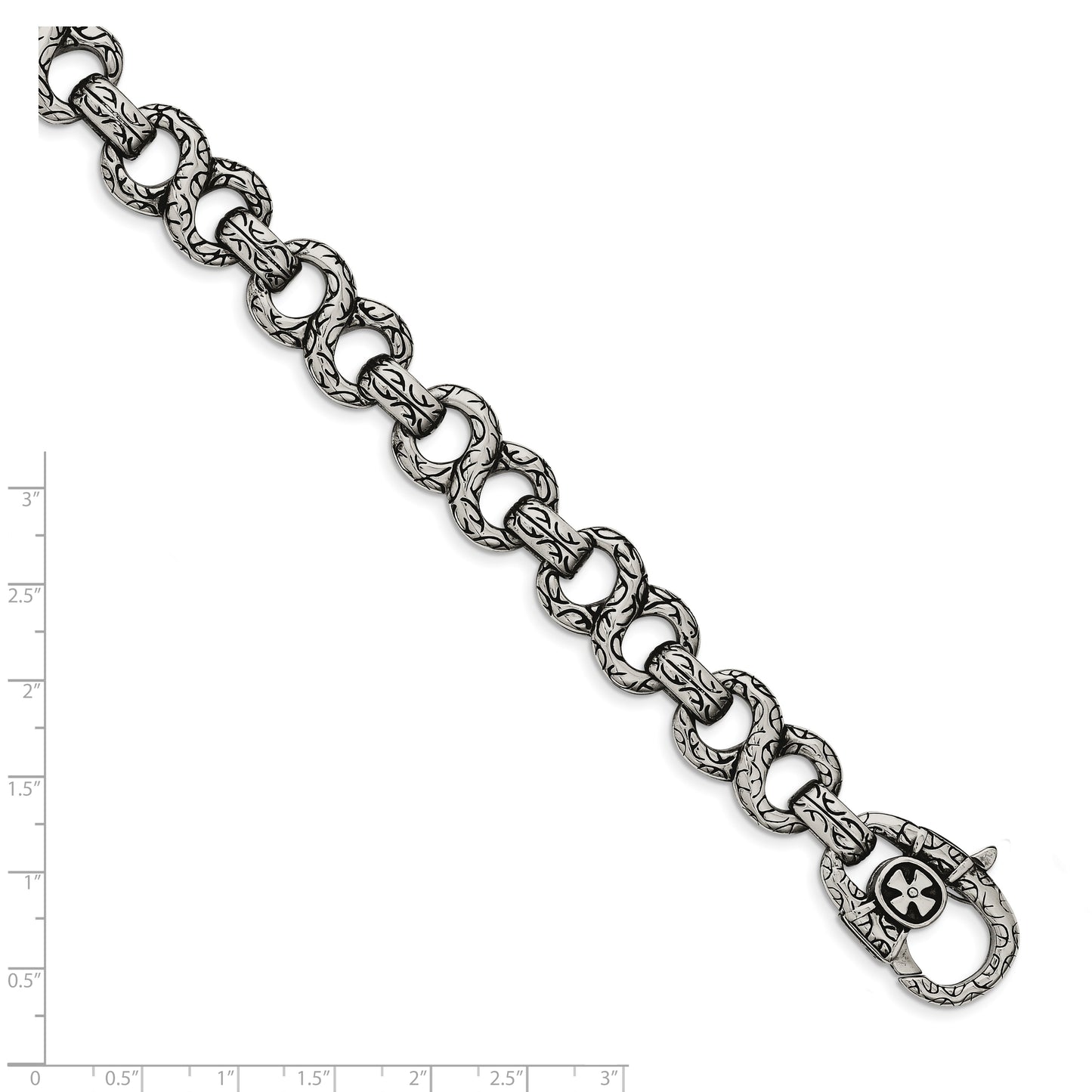 Chisel Brand Jewelry, Stainless Steel Polished & Antiqued 8.5in Men's Bracelet