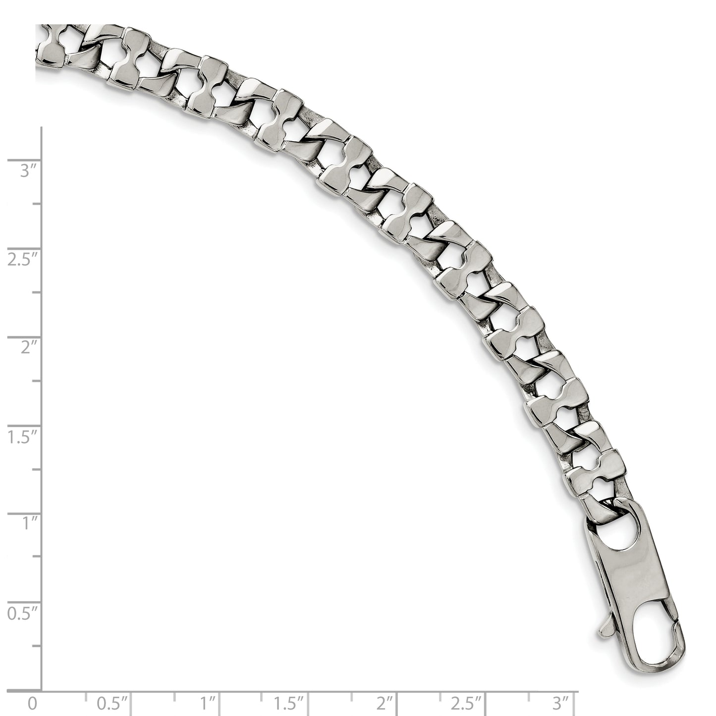 Chisel Brand Jewelry, Stainless Steel Square Link 8.5in Bracelet
