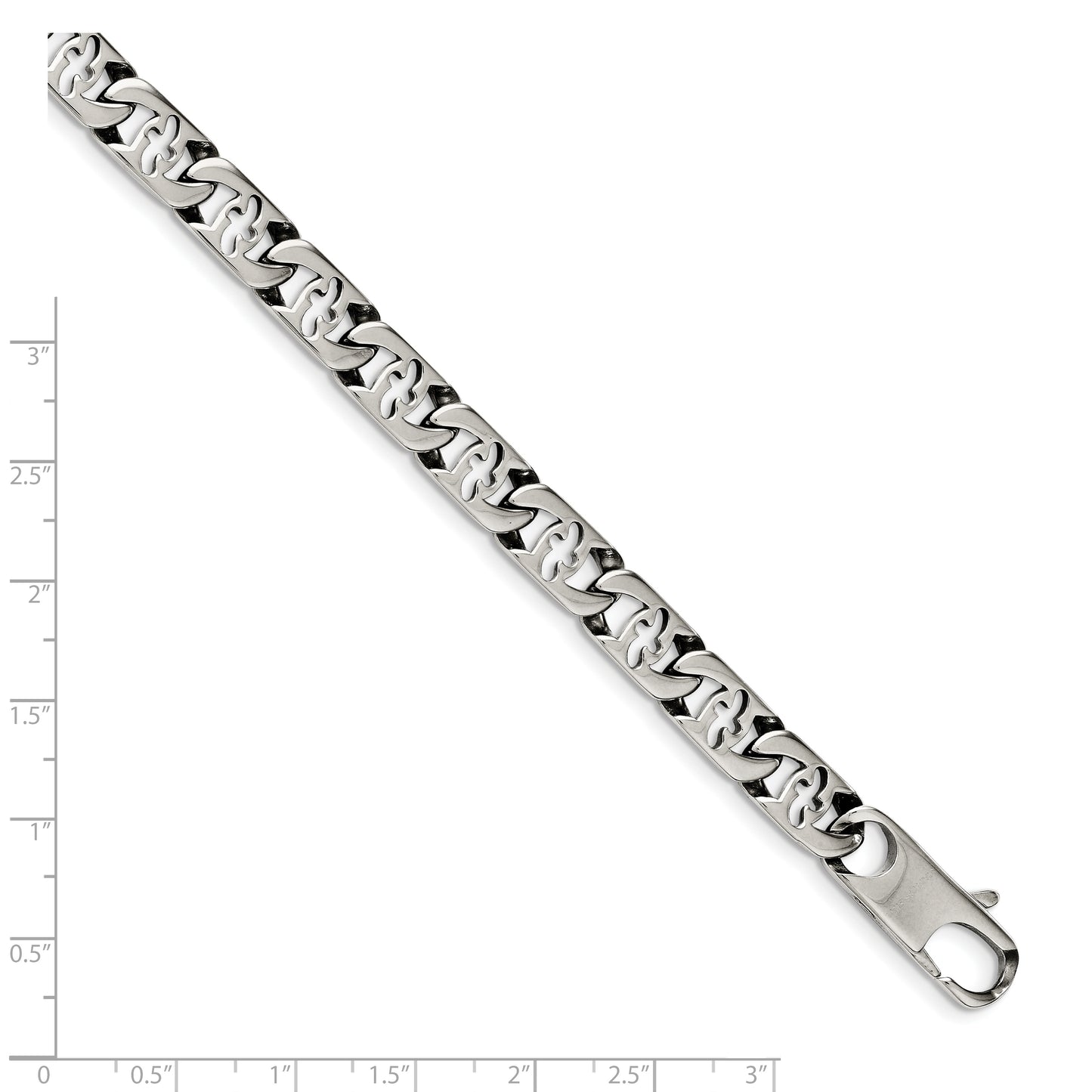 Chisel Brand Jewelry, Stainless Steel Polished Oval Links 8.5in Bracelet