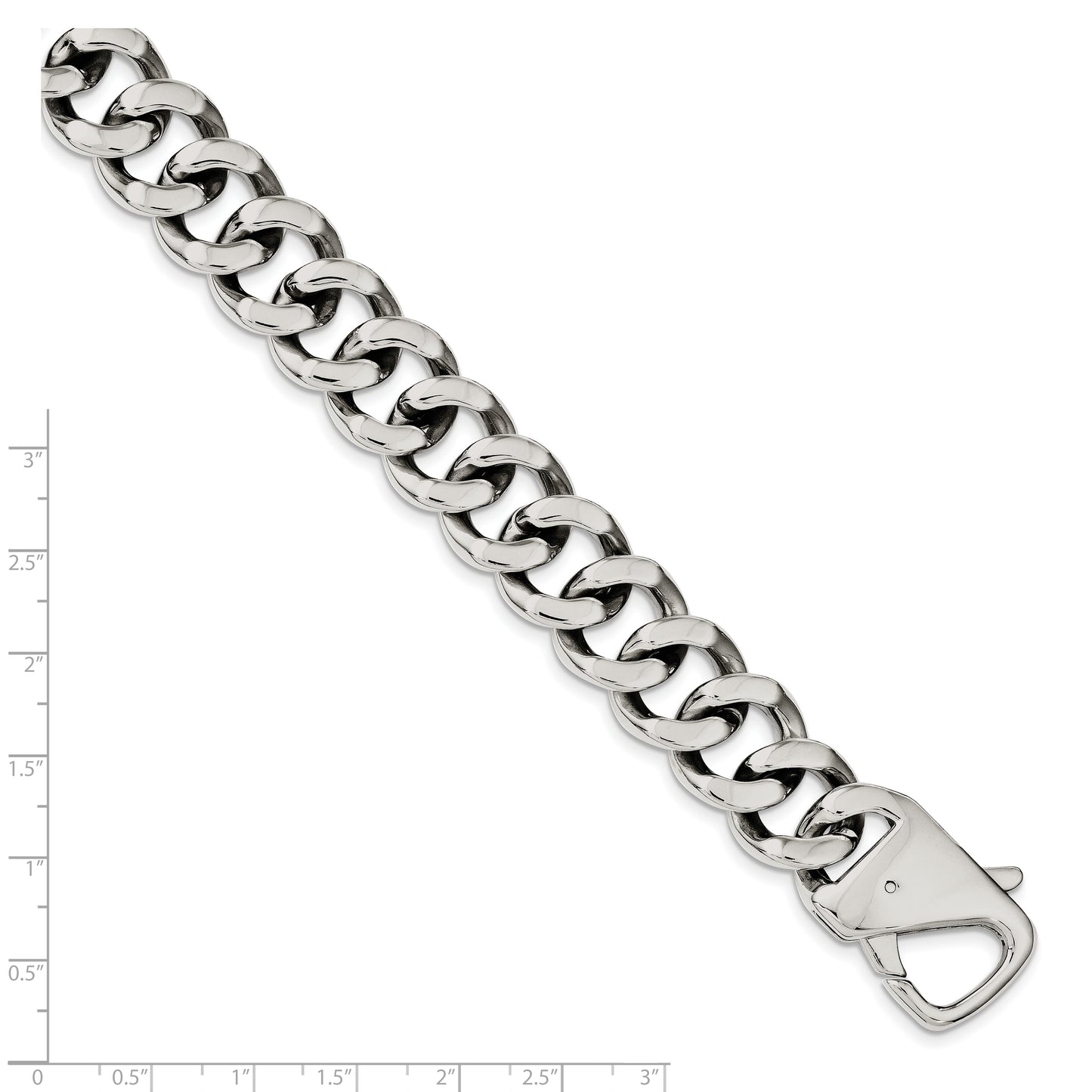 Chisel Brand Jewelry, Stainless Steel Polished Heavy Link 8.5in Bracelet