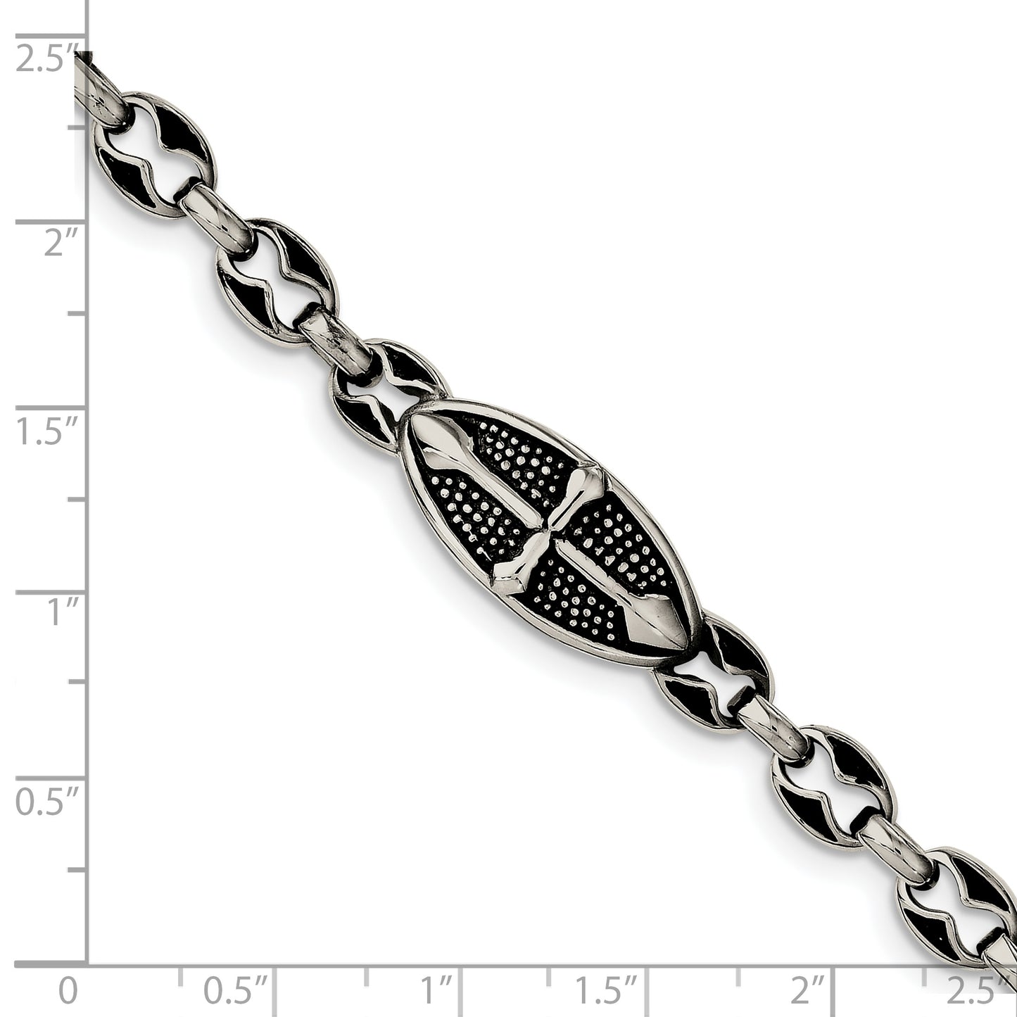 Chisel Brand Jewelry, Stainless Steel Antiqued Links 9in Toggle Men's Bracelet