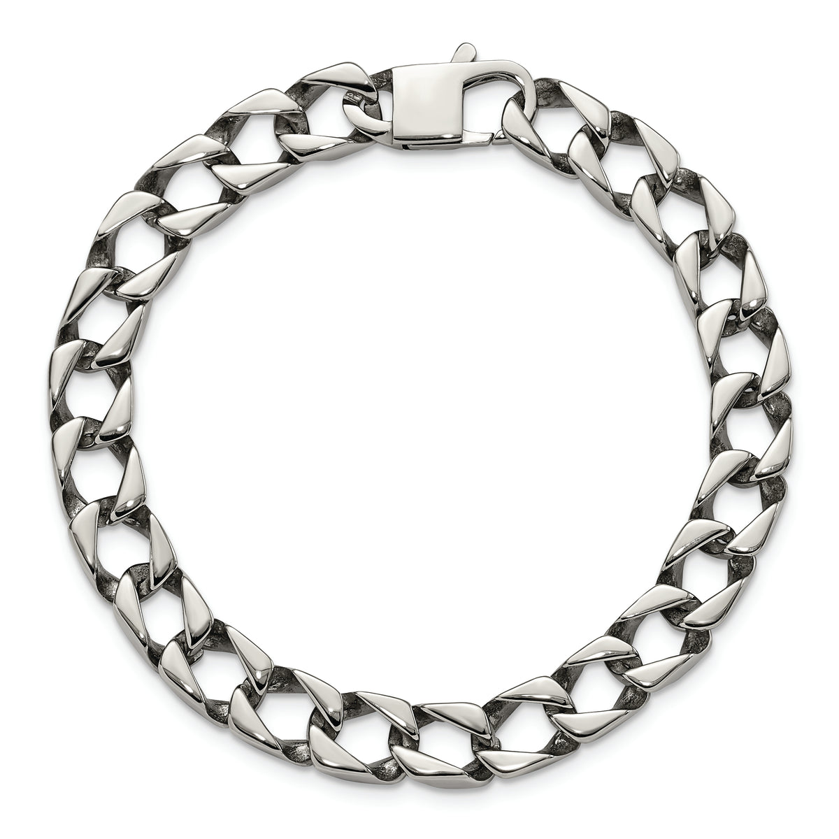 Pulsera de acero inoxidable pulido con eslabones cuadrados de 8.5 pulgadas, marca Chisel