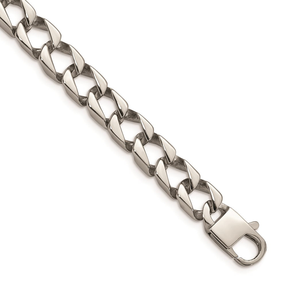 Pulsera de acero inoxidable pulido con eslabones cuadrados de 8.5 pulgadas, marca Chisel