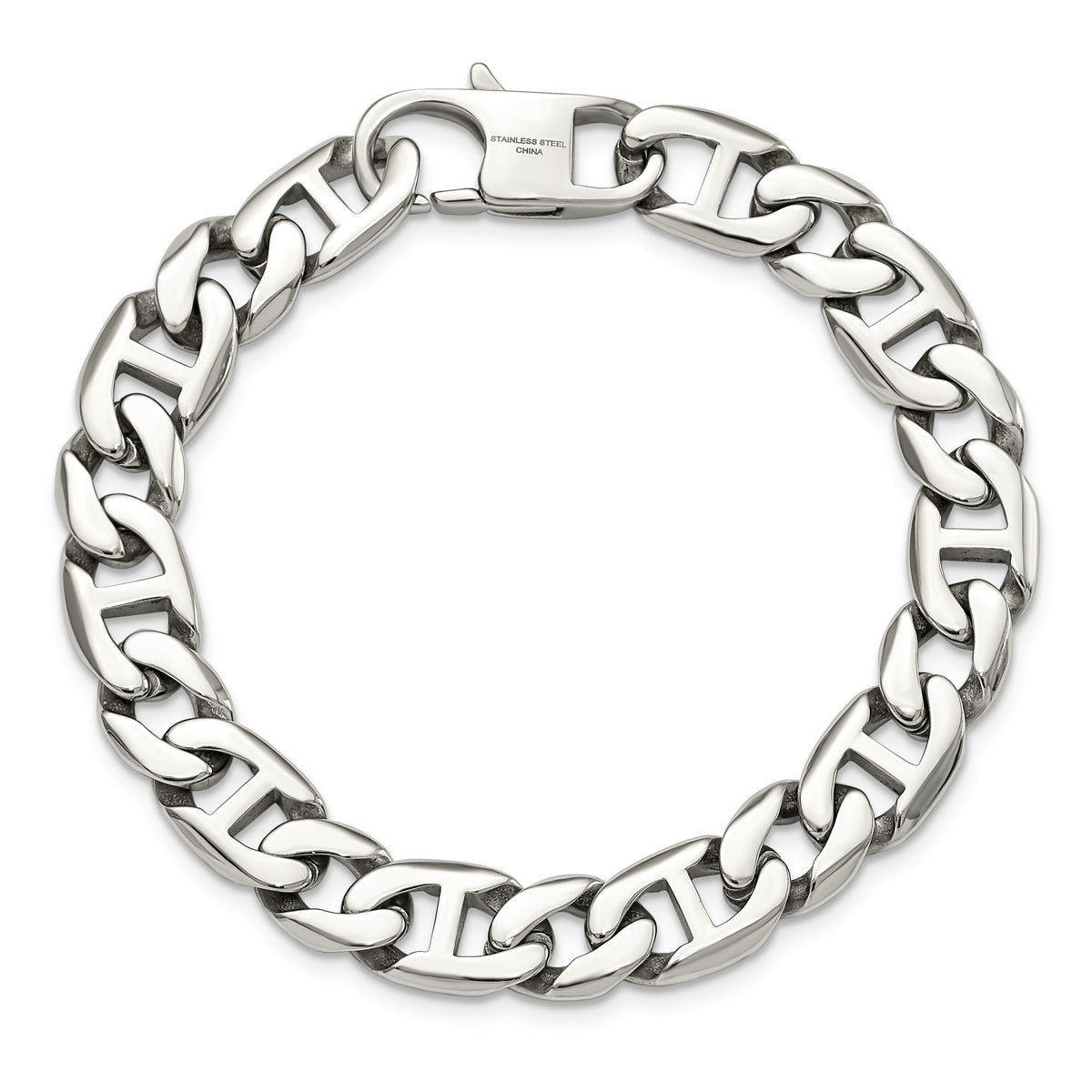 Pulsera de eslabones pulidos de acero inoxidable, marca Chisel