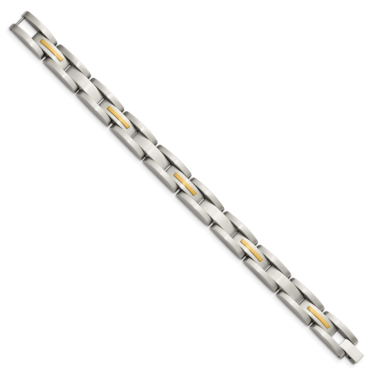 Pulsera para hombre Chisel Brand de acero inoxidable con incrustación en oro amarillo de 14k, 8 pulgadas