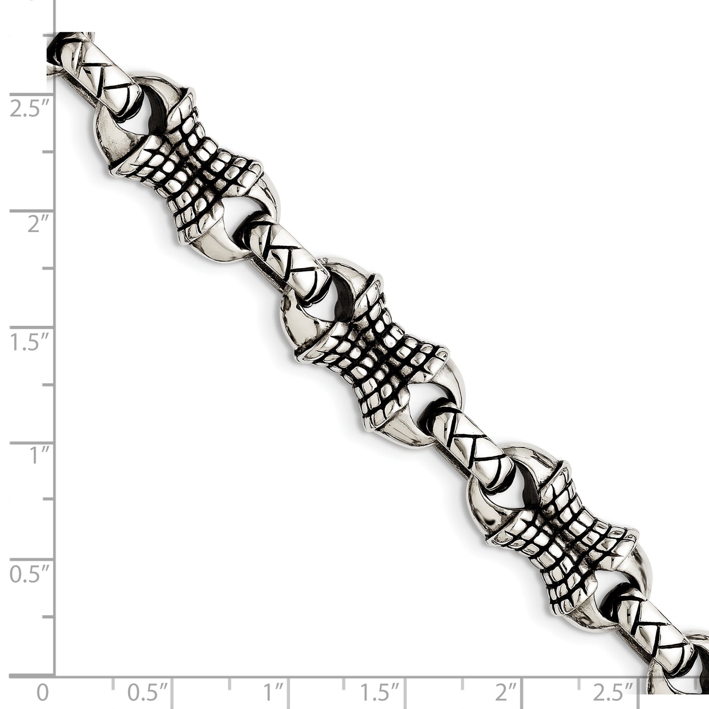 Chisel Brand Jewelry, Stainless Steel Antiqued Patterned Men's Bracelet