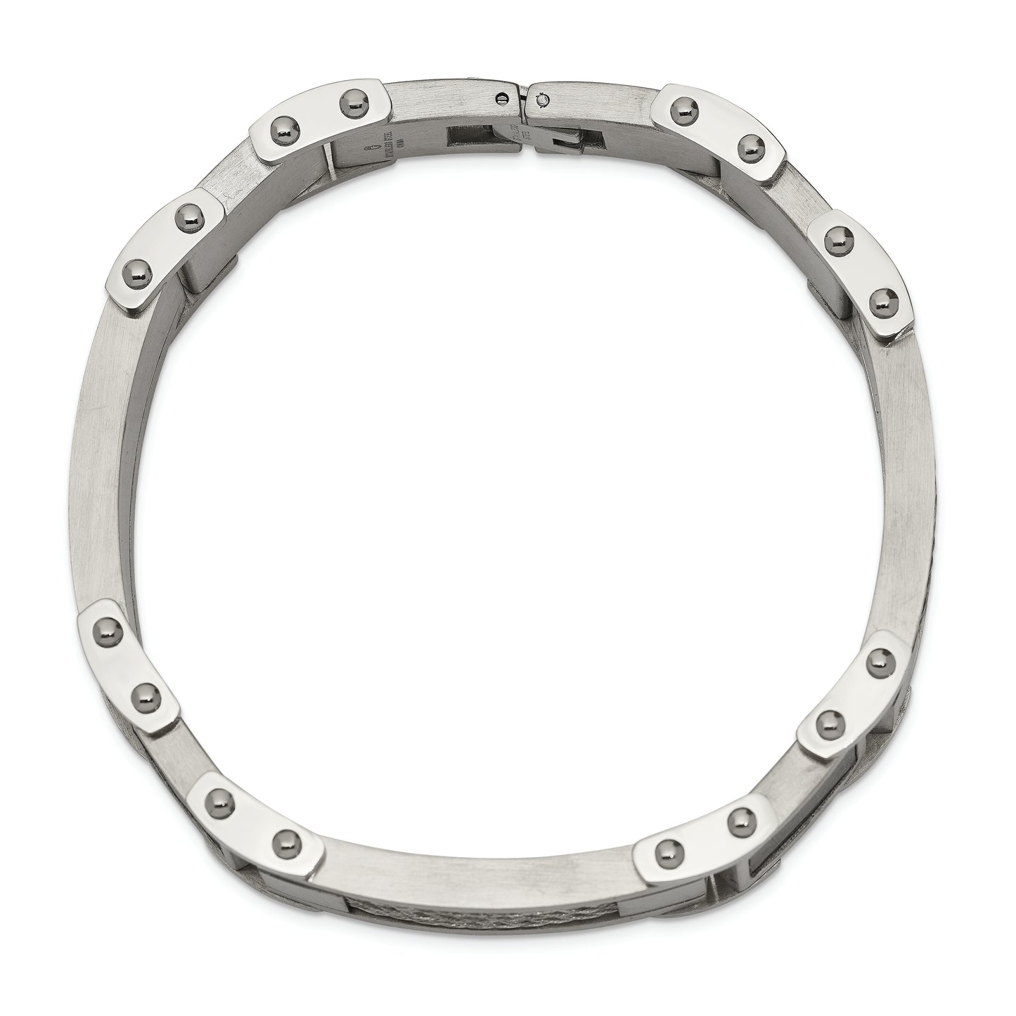 Chisel Brand Jewelry, Stainless Steel Black Carbon Fiber Inlay 8.5in Men's Bracelet