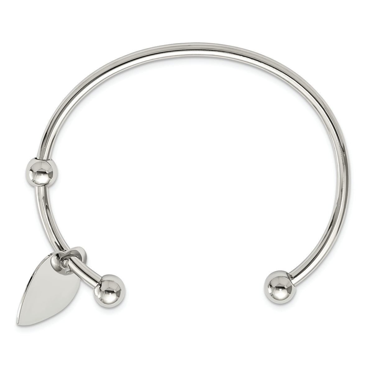 Chisel Brand Jewelry, Stainless Steel Polished Heart Bangle