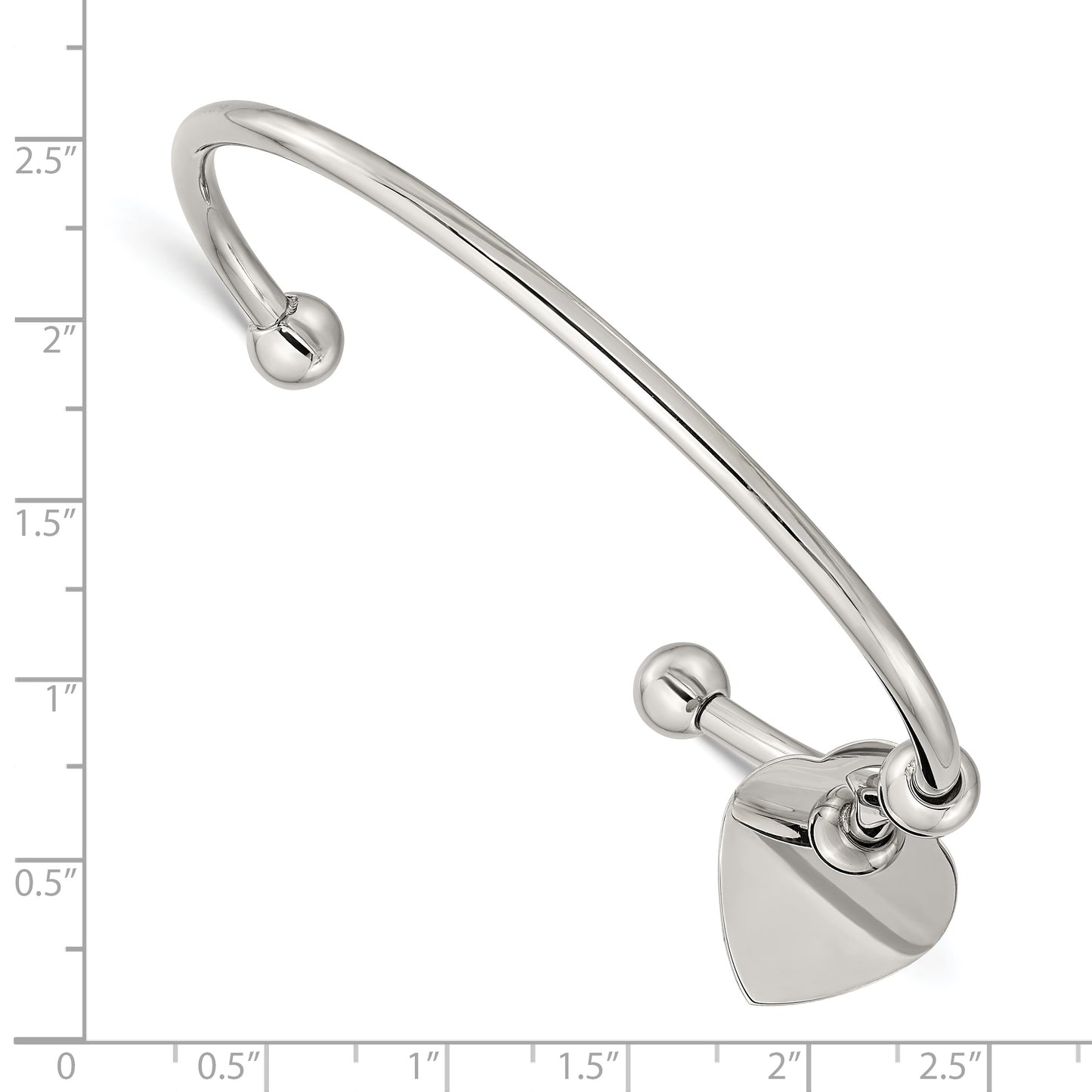 Chisel Brand Jewelry, Stainless Steel Polished Heart Bangle
