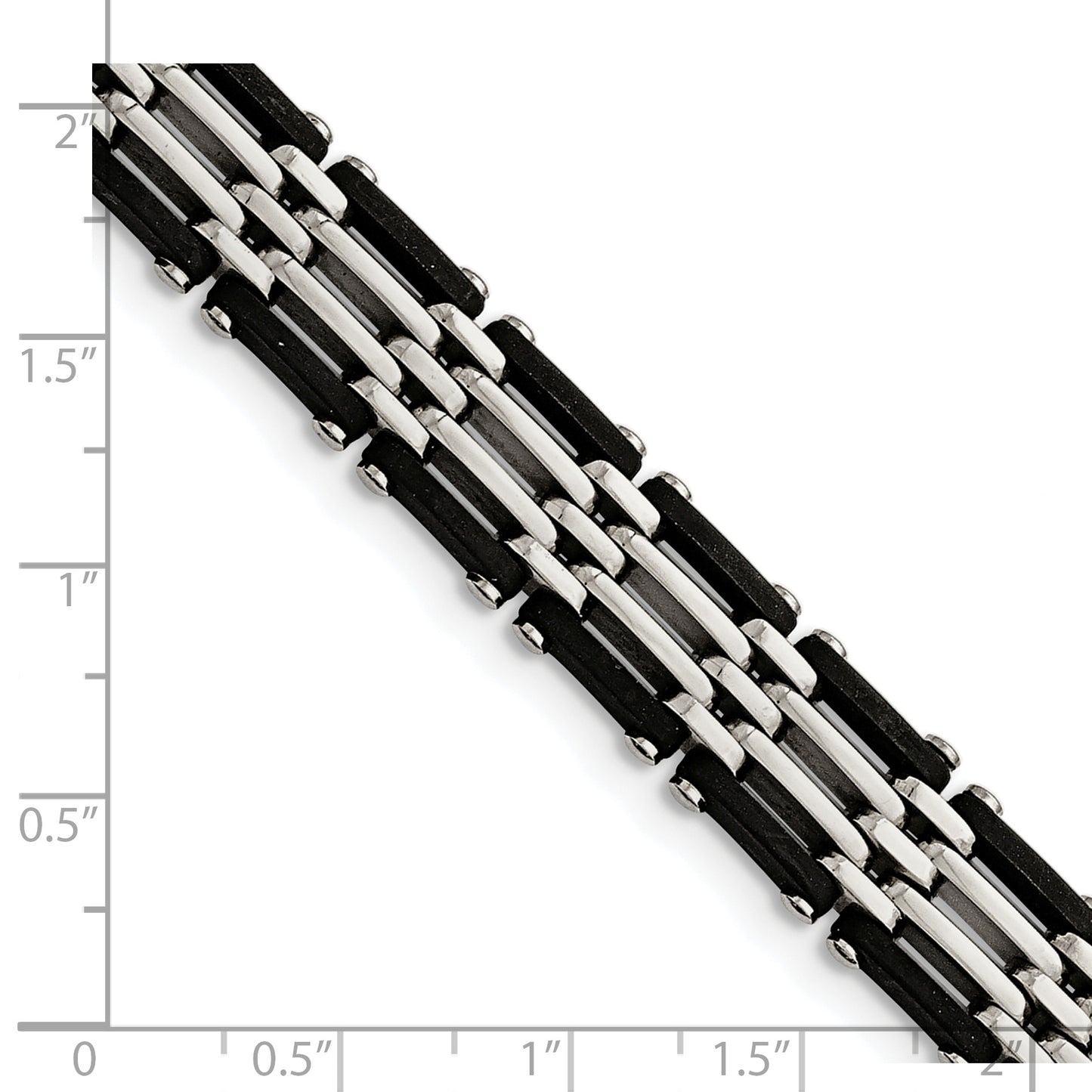 Chisel Brand Jewelry, Stainless Steel Polished Black Rubber Men's Bracelet