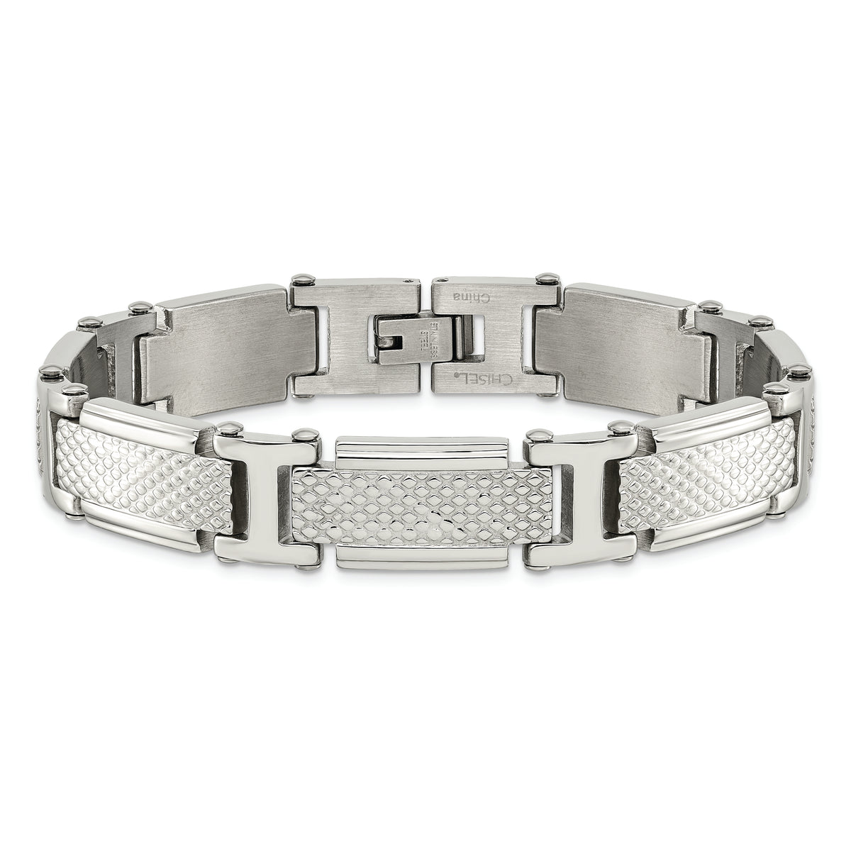 Chisel Brand Jewelry, Stainless Steel Polished and Textured Men's Bracelet