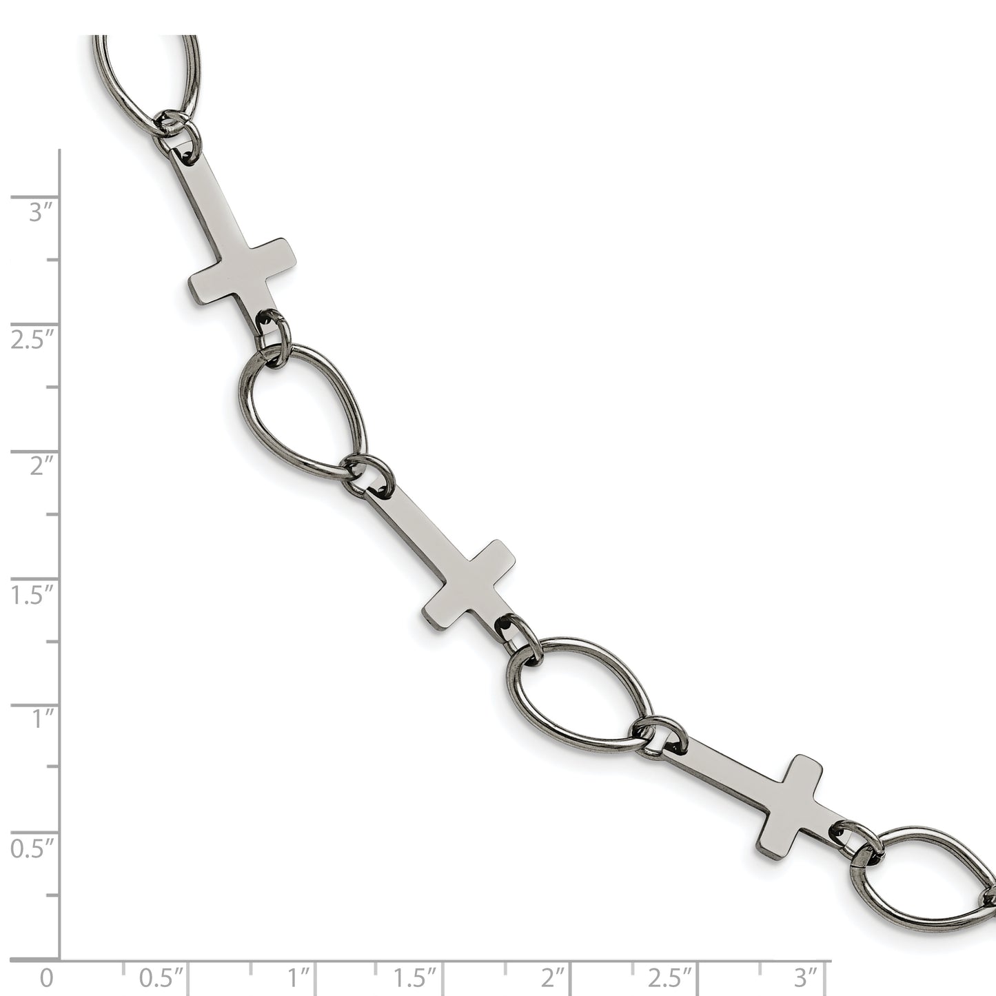 Chisel Brand Jewelry, Stainless Steel Polished Cross Bracelet