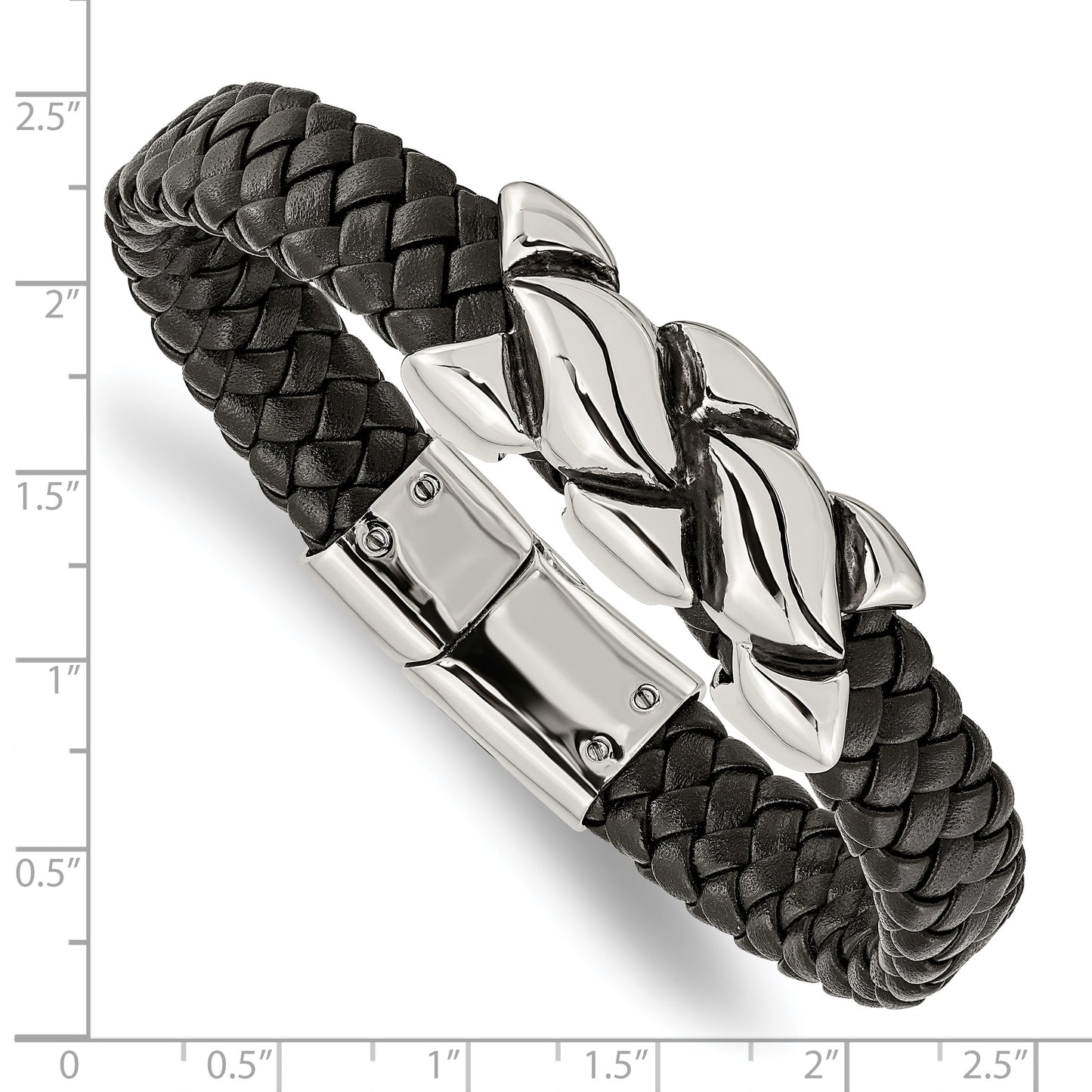 Chisel Brand Jewelry, Stainless Steel Antiqued Black Leather Bracelet