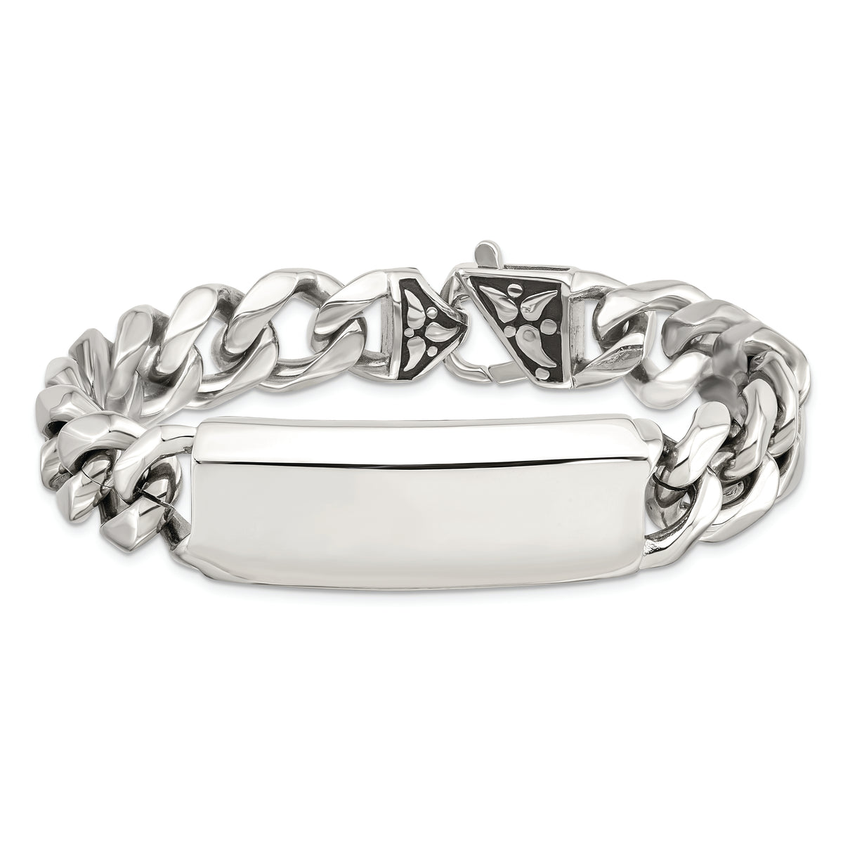 Chisel Brand Jewelry, Stainless Steel Polished and Antiqued Curb ID Link Men's Bracelet