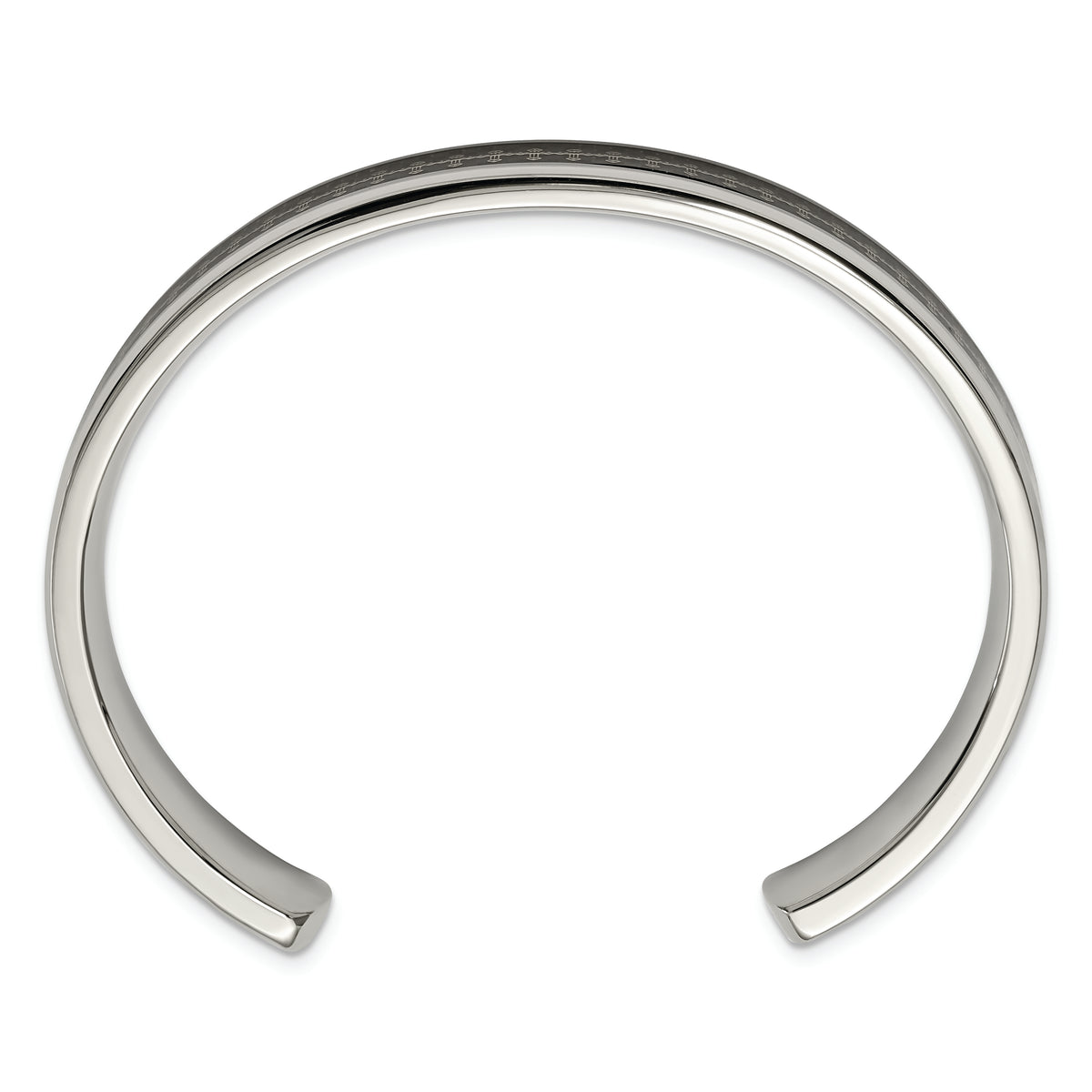 Chisel Brand Jewelry, Stainless Steel Polished Carbon Fiber Inlay/Yellow IP-plated Cross Bangle