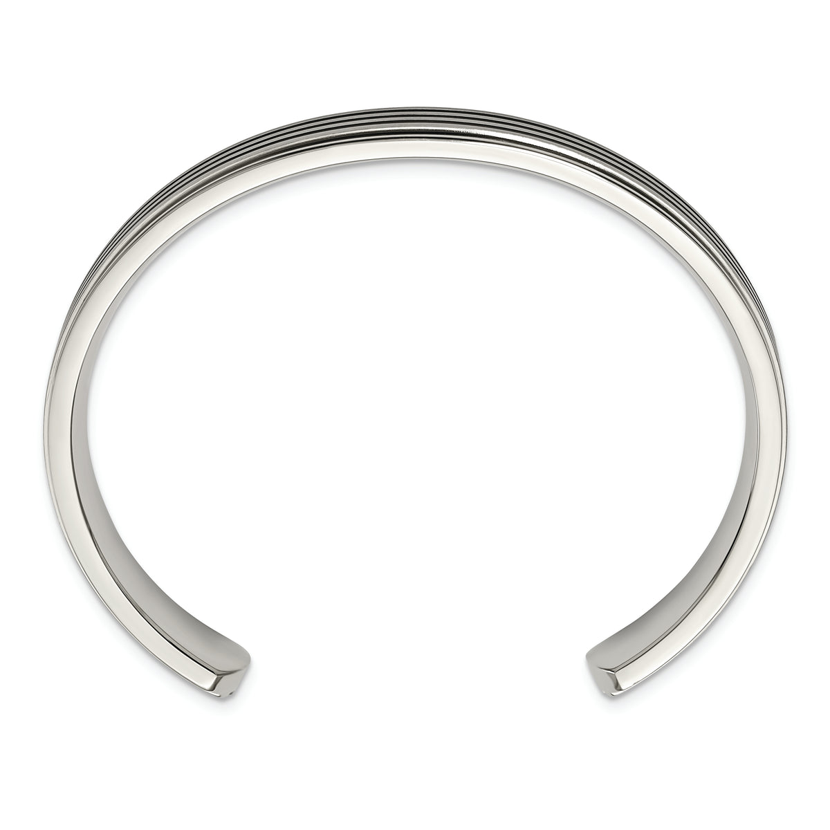Chisel Brand Jewelry, Stainless Steel Polished/Brushed Black Rubber Inlay Cuff Bangle