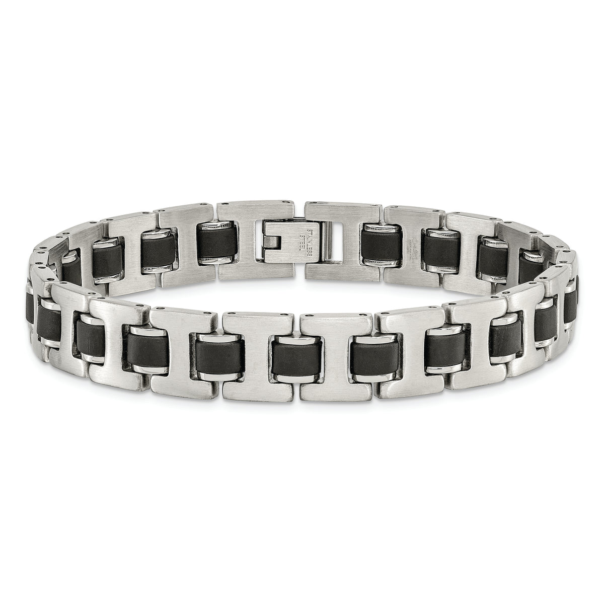 Chisel Brand Jewelry, Stainless Steel Brushed Black Rubber Men's Bracelet