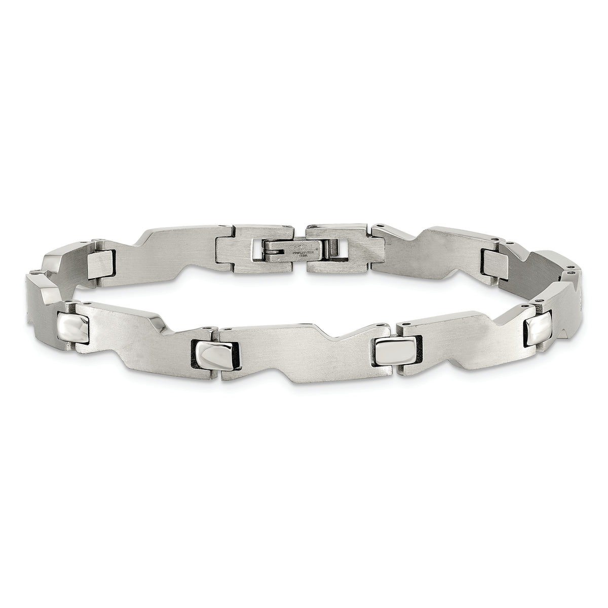 Chisel Brand Jewelry, Stainless Steel Brushed and Polished 8in Bracelet