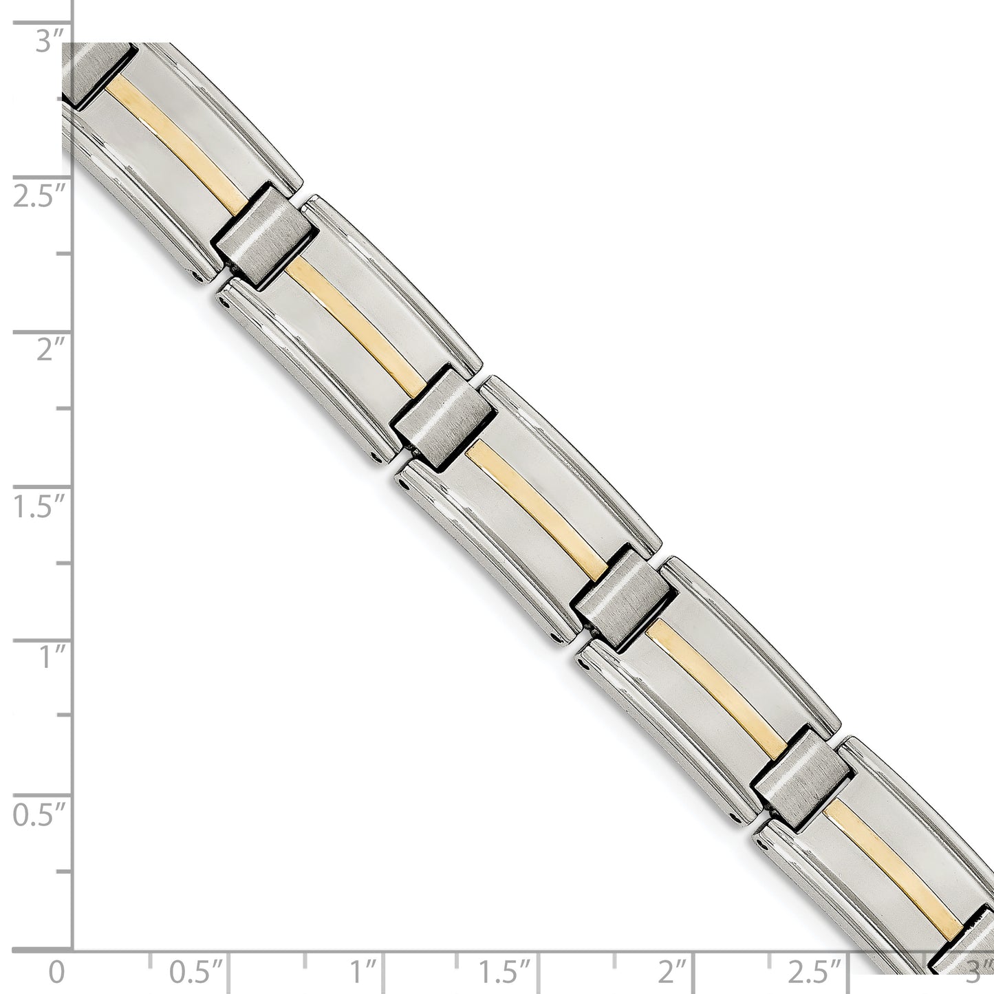 Chisel Brand Jewelry, Stainless Steel Polished & Brushed with 14k Gold Link Men's Bracelet
