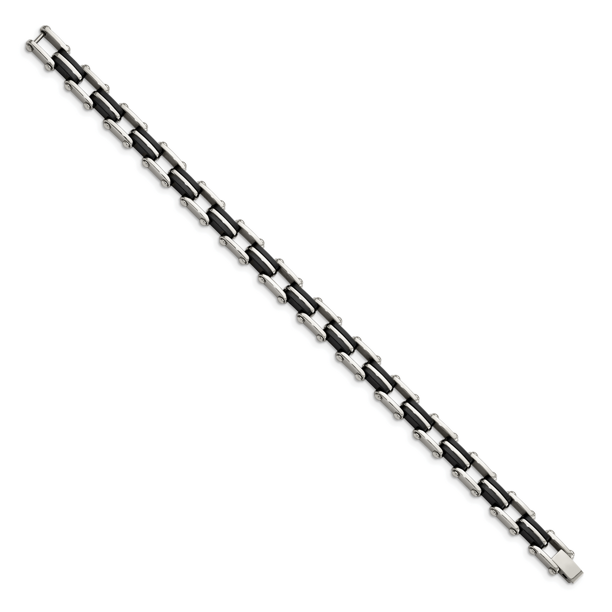 Chisel Brand Jewelry, Stainless Steel Black Rubber 8.75in Men's Bracelet