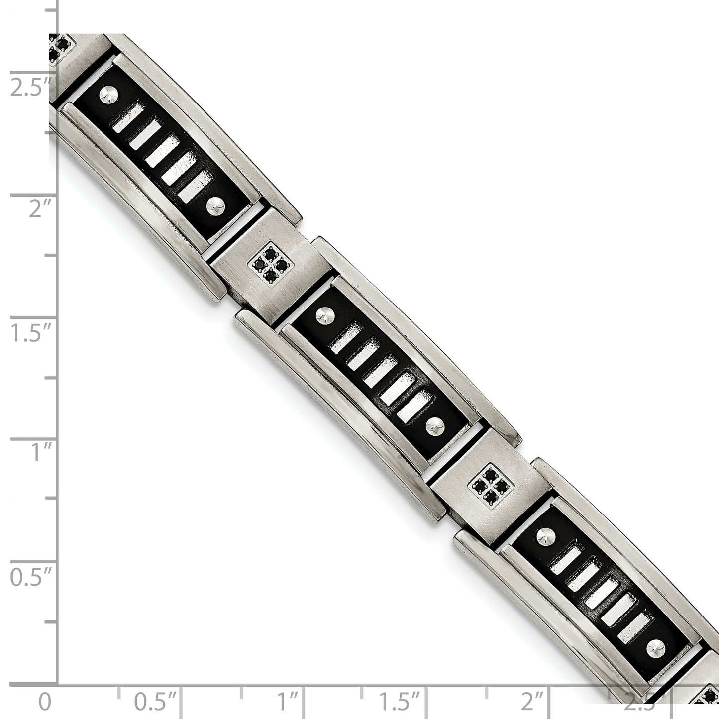 Chisel Brand Jewelry, Stainless Steel Polished Black IP-plated with Black CZ Men's Bracelet