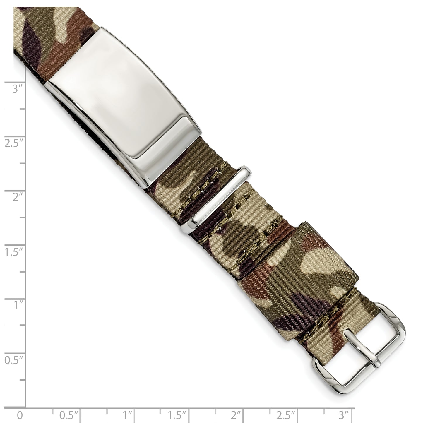 Chisel Brand Jewelry, Stainless Steel Polished Brown Camo Fabric Adjustable ID Men's Bracelet