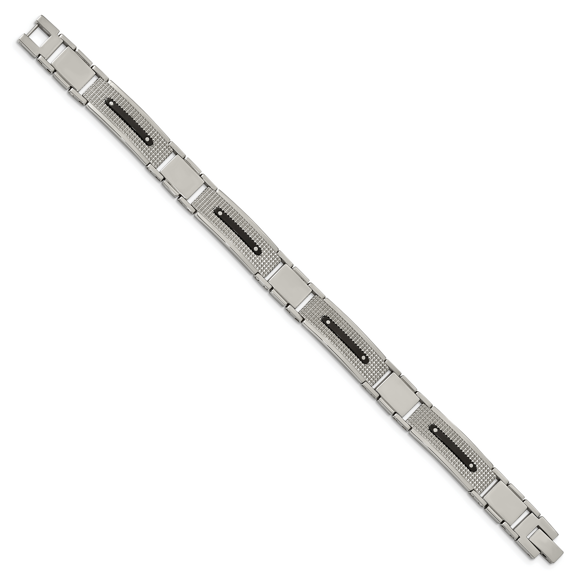 Chisel Brand Jewelry, Stainless Steel Polished Textured Black IP-plated 8.75in. Men's Bracelet