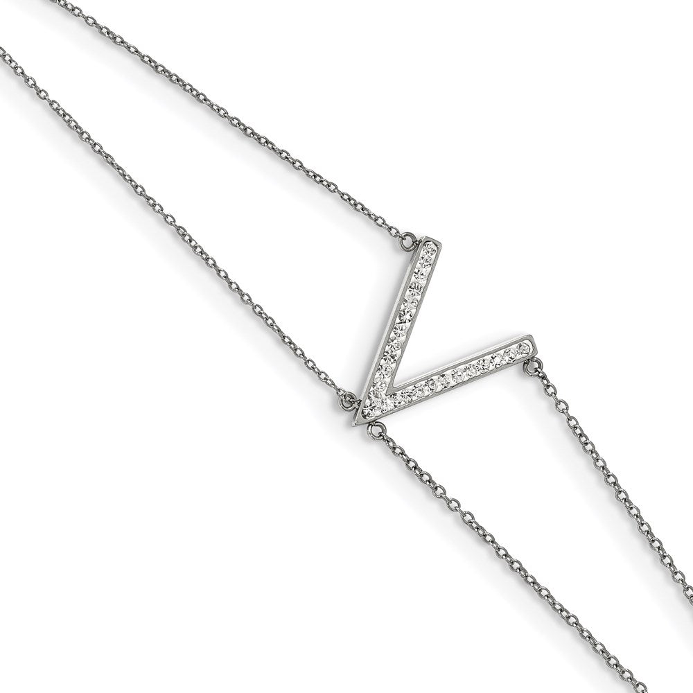 Chisel Brand Jewelry, Stainless Steel Polished with Preciosa Crystal MultiStrand with 2in ext Bracelet