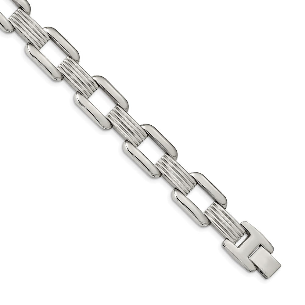 Chisel Brand Jewelry, Stainless Steel Polished Square Open Link 8.5 inch Bracelet