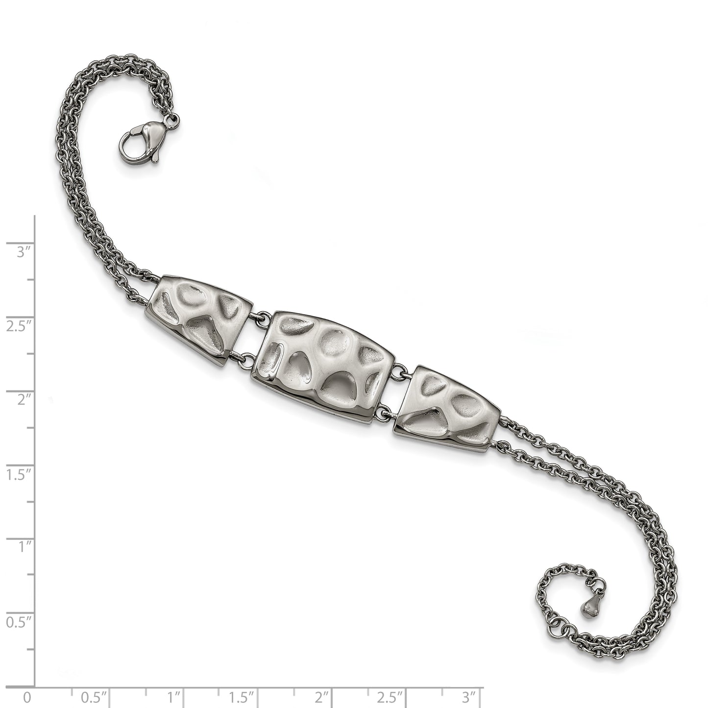 Chisel Brand Jewelry, Stainless Steel Polished Textured with 1in ext Bracelet