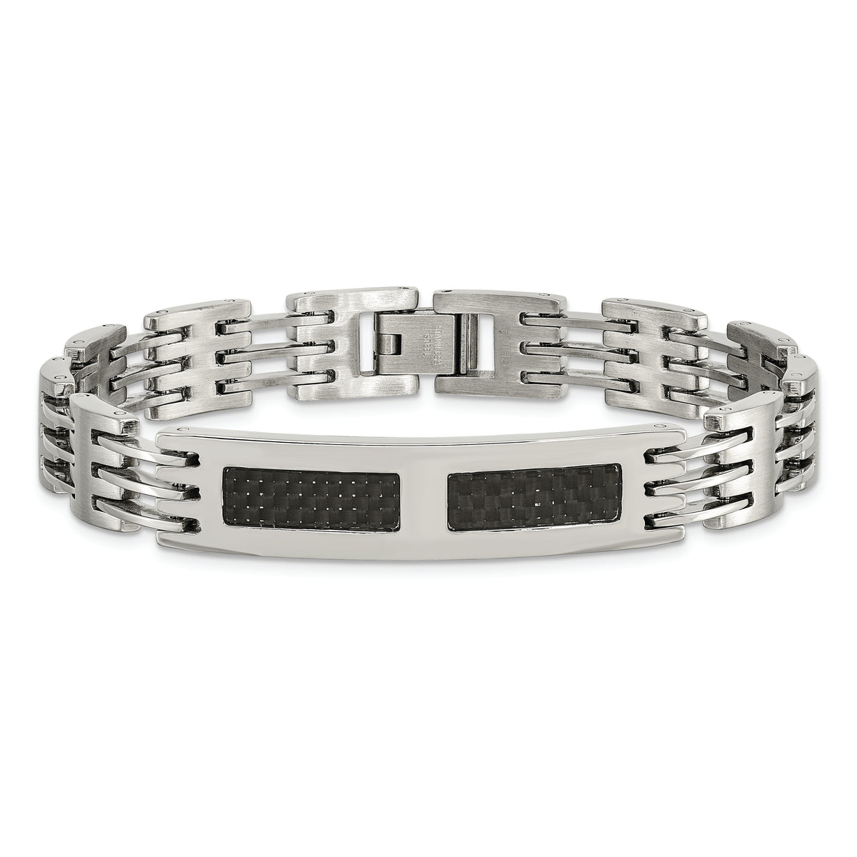 Chisel Brand Jewelry, Stainless Steel Black Carbon Fiber Inlay 8.5in ID Bracelet