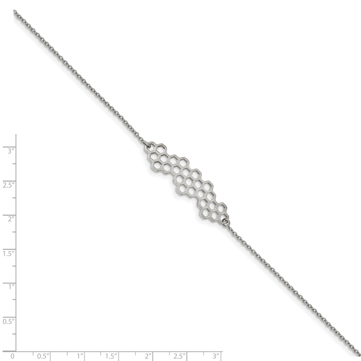 Chisel Brand Jewelry, Stainless Steel Polished Honeycomb 7in with 1in ext. Bracelet