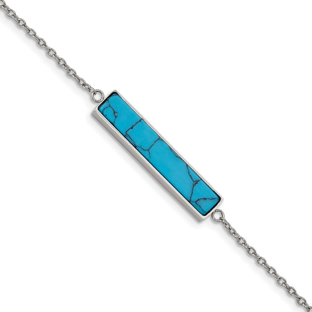 Chisel Brand Jewelry, Stainless Steel Polished with Reconstructed Howlite with 1.25in ext. Bracelet